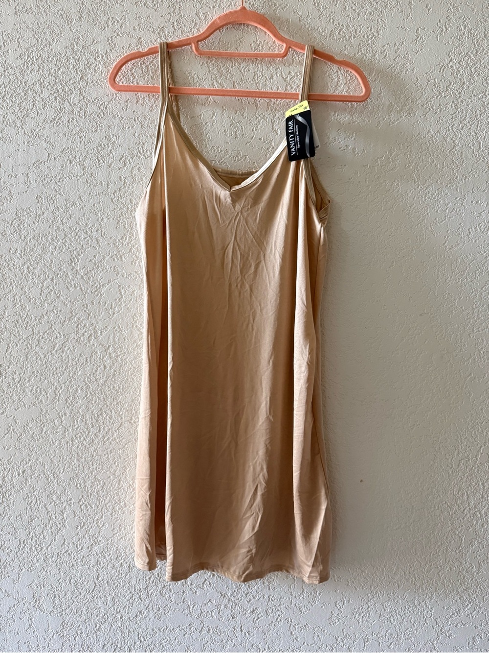 VANITY FAIR Champagne Beige Womens V Neckline Slip Mini Dress